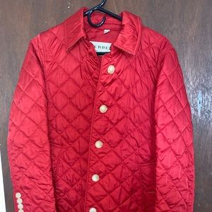 Red Burberry Diamond Quilted Jacket